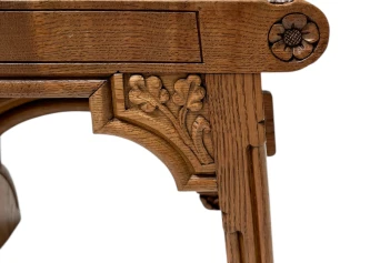 Arts & Crafts Hand-Carved Oak Stools with Boucle Upholstery, 1900s